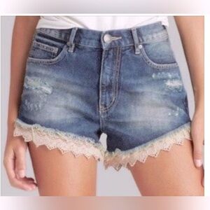 Free People Lace Denim Short